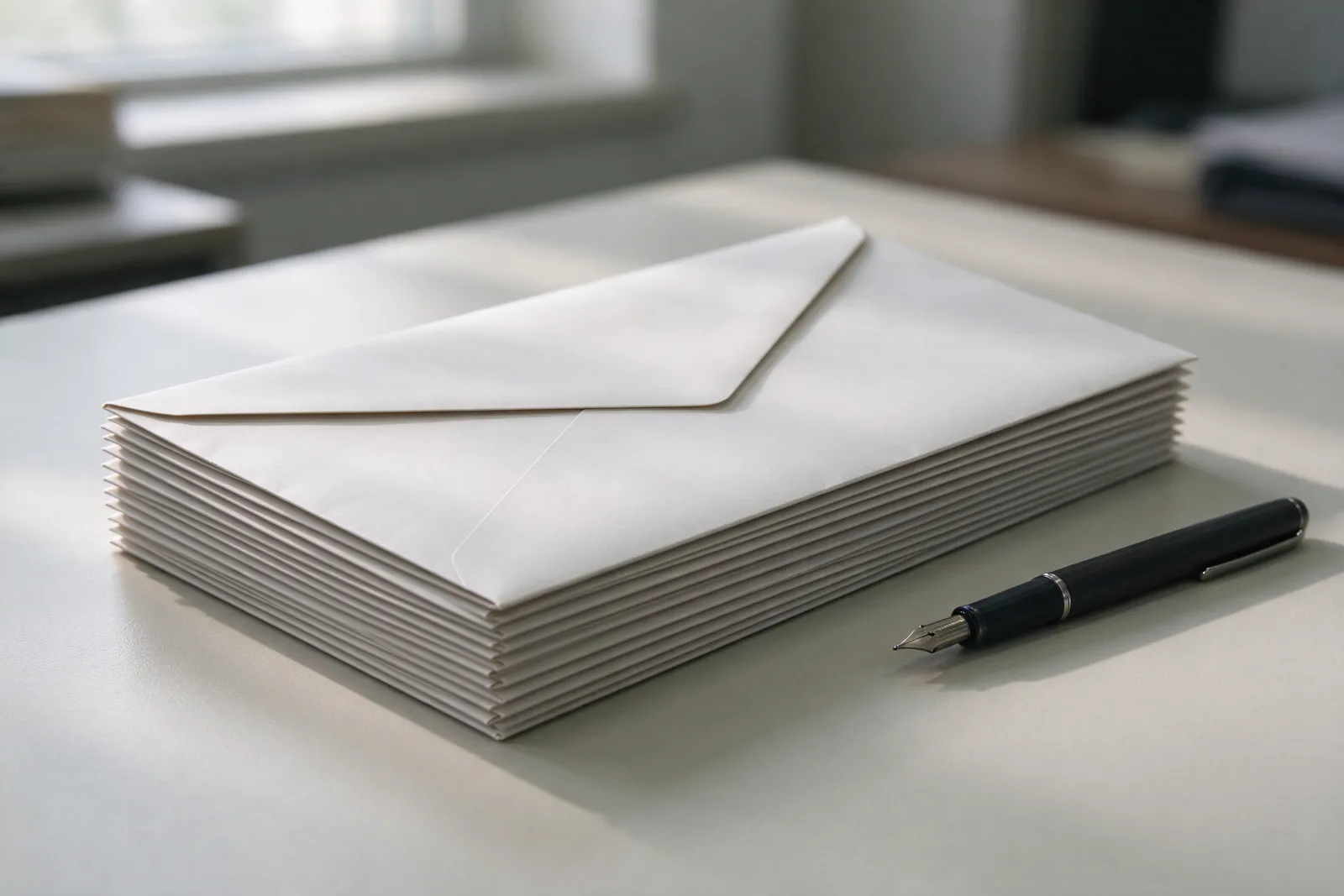 Enveloppes de convocation empilées sur un bureau