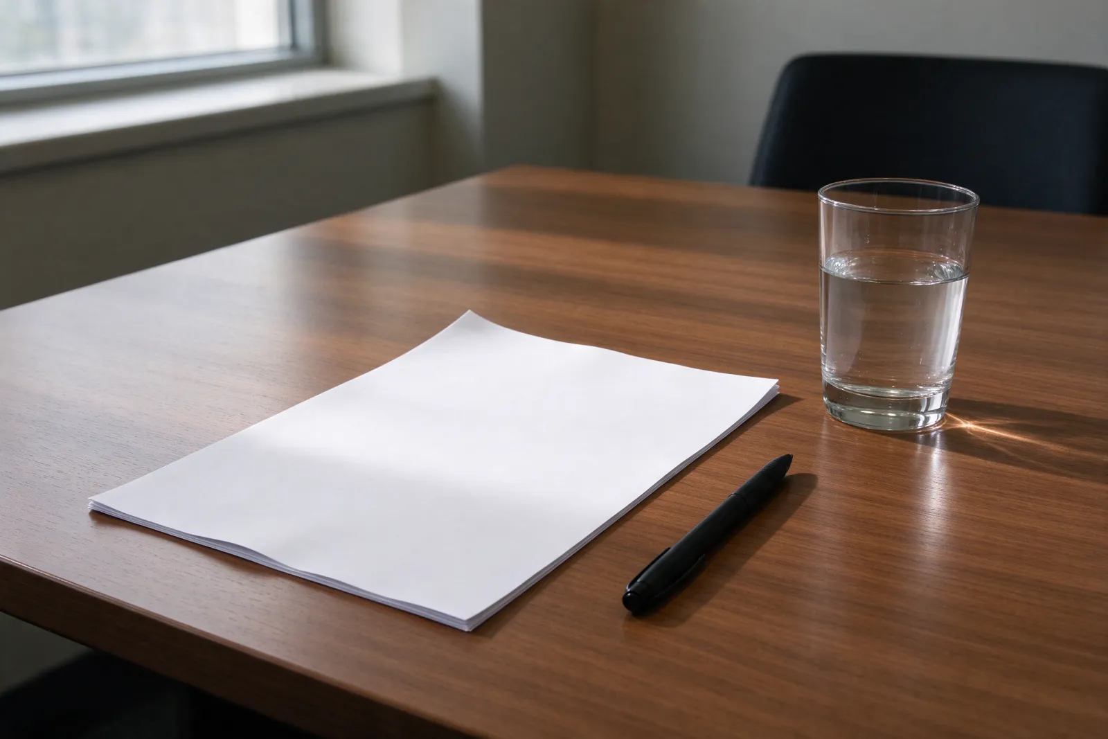 Feuille d'ordre du jour posée sur une table de réunion