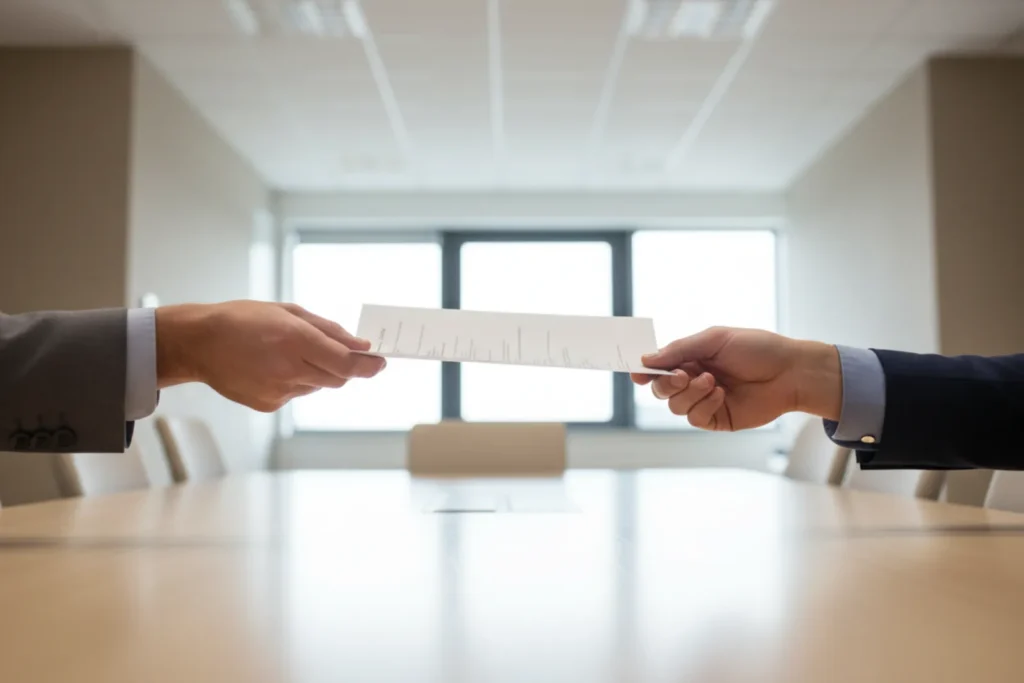 Un formulaire de pouvoir signe passant de main en main lors d une reunion