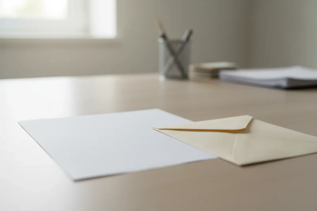 Formulaire de vote par correspondance et son enveloppe sur un bureau